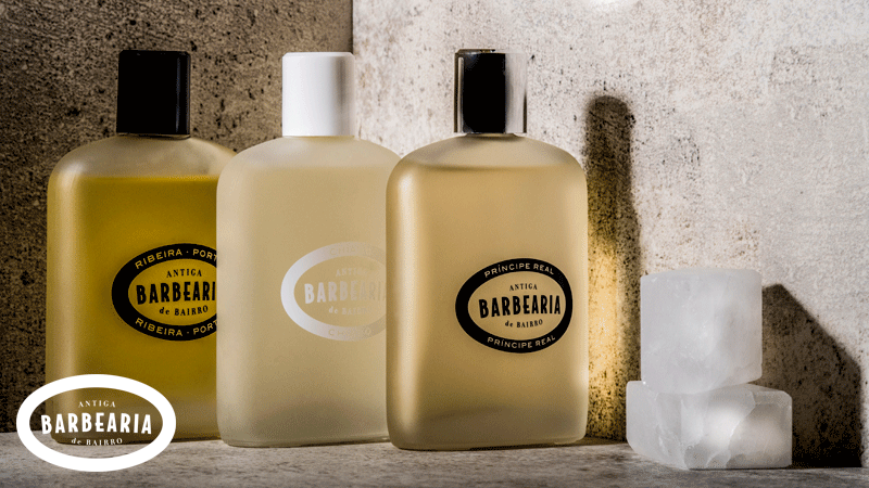 Coleção de colónias da marca Antiga Barbearia de Bairro