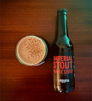 Burguesa Imperial Stout Maple Syrup da marca portuguesa Burguesa, uma cerveja artesanal escura e encorpada.