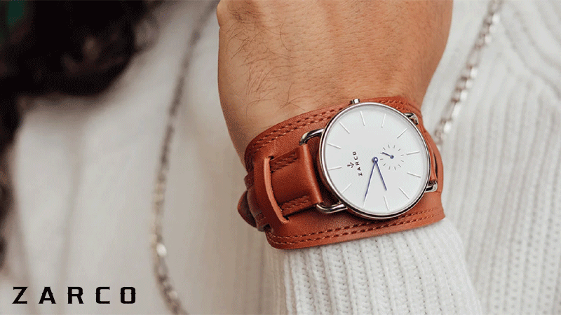 Relógio da marca portuguesa ZARCO, uma marca de joalharia e relógios sediada em Portugal, que se inspira nos descobrimentos portugueses para os seus designs.